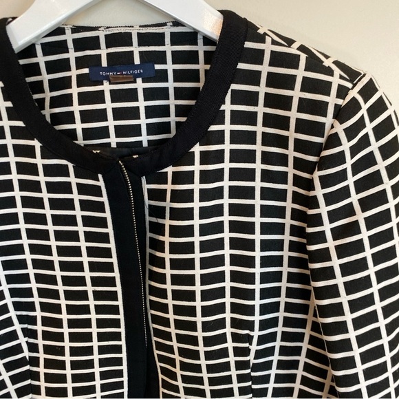 Tommy Hilfiger Blazer Black White Checkered Full Zip Size 8 - Picture 2 of 8